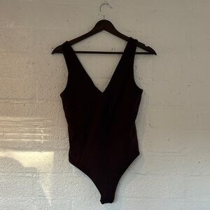 Vuori Buttery soft brown bodysuit.